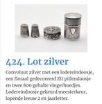 Lodereindoosje, pillendoosje en vingerdopjes zilver, Antiek en Kunst, Antiek | Goud en Zilver, Ophalen of Verzenden, Zilver
