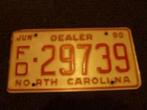 Kentekenplaat licenseplate North Carolina Dealer USA, Verzamelen, Verzenden, Gebruikt, Auto's