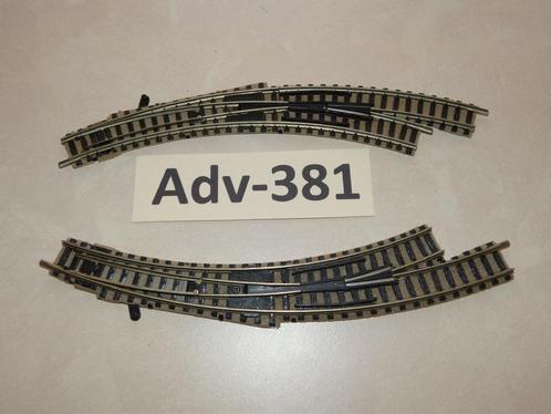 Adv-381 N Spoor Gebogen Wissels 9174/75 Fleischmann LB, Hobby en Vrije tijd, Modeltreinen | N-Spoor, Zo goed als nieuw, Rails