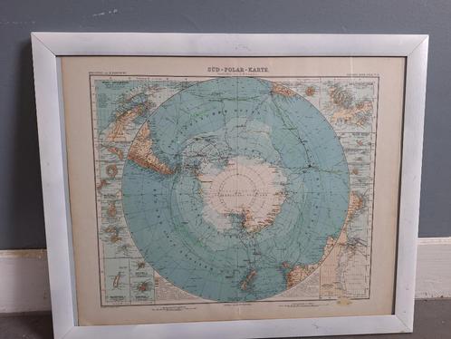 Prent Zuidpol A. Petermann -Stielers Handatlas, Boeken, Atlassen en Landkaarten, Zo goed als nieuw, Landkaart, Overige gebieden