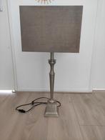 Zilverkleurige lamp 80 cm met grijs/taupe kap, Ophalen, Metaal, 75 cm of meer