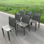 6 Cassina Cab 412 stoelen stoel grijs leer vintage design, Huis en Inrichting, Stoelen, Ophalen, Gebruikt, Twee, Leer