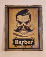 Wandbord, barber shop, metaal, kapper, skull, blik, Huis en Inrichting, Ophalen of Verzenden, Nieuw
