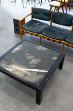 Zwarte vintage salontafel natuurstenen blad marmer steen, Ophalen, Gebruikt, 50 tot 75 cm, Onbekend