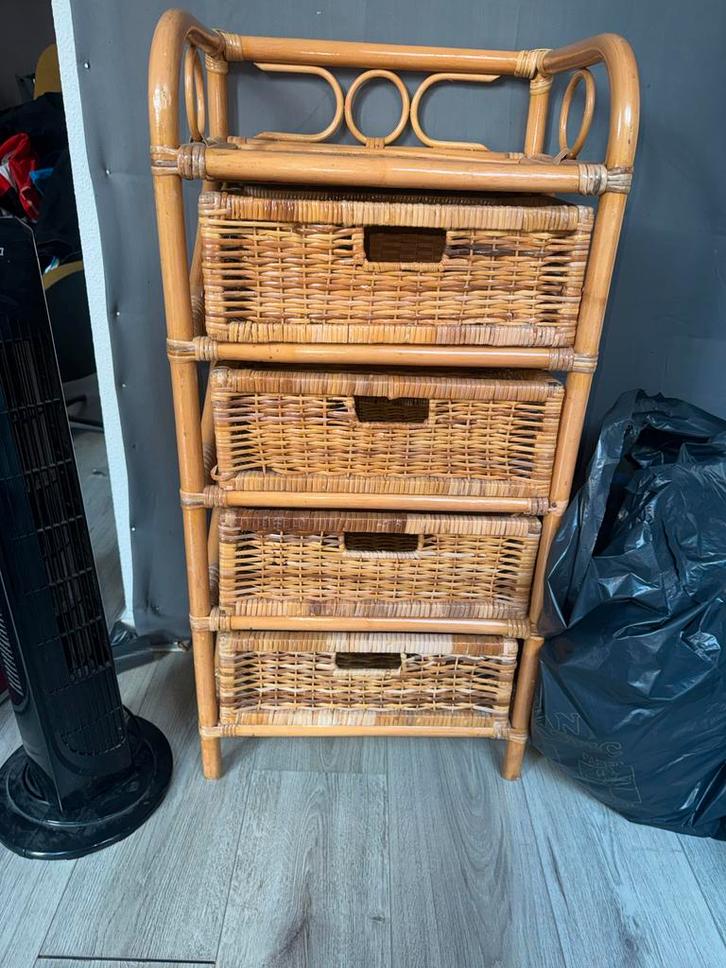 Stevig Rotan Kastje met Lades, Huis en Inrichting, Kasten | Ladekasten, Gebruikt, Minder dan 50 cm, 25 tot 50 cm, Overige materialen