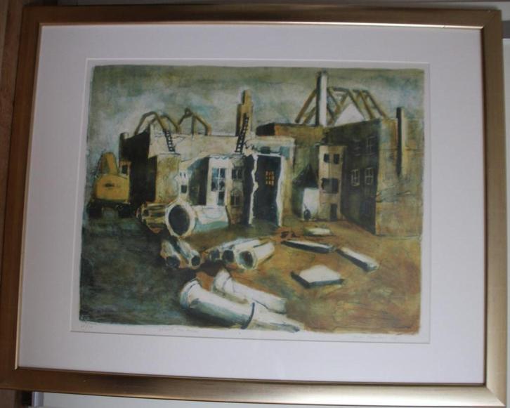 litho van Jeroen Hermkens AZU terrein Utrecht uit 1991, Antiek en Kunst, Kunst | Litho's en Zeefdrukken, Ophalen