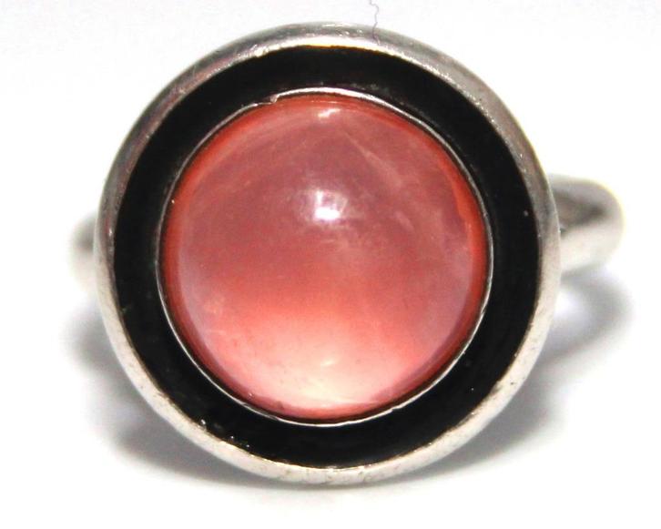 Schitterende Deense 925S Zilver Rozenkwarts Ring N.E. From, Sieraden, Tassen en Uiterlijk, Antieke sieraden, Ring, Zilver, Met edelsteen