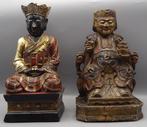 2 Unieke Houten Chinese Vintage Goden Polychroom beelden, Ophalen of Verzenden