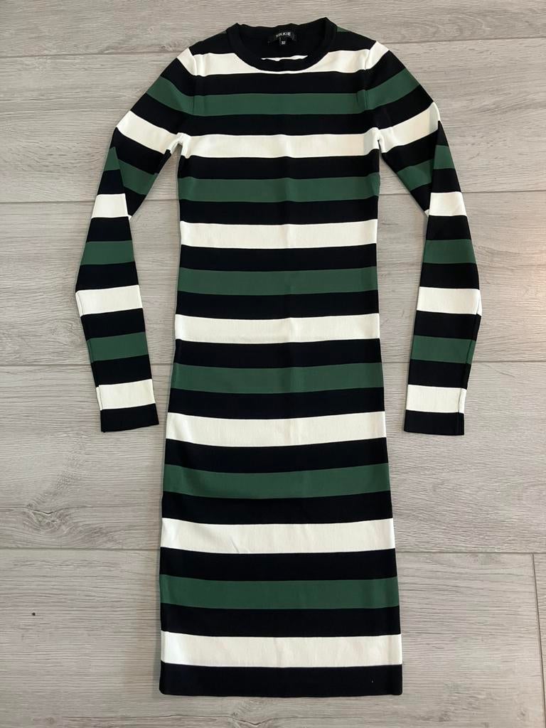 Jurk Nikkie maat 32 groen-zwart-wit, Nieuw, Ophalen of Verzenden, Maat 34 (XS) of kleiner, Boven de knie