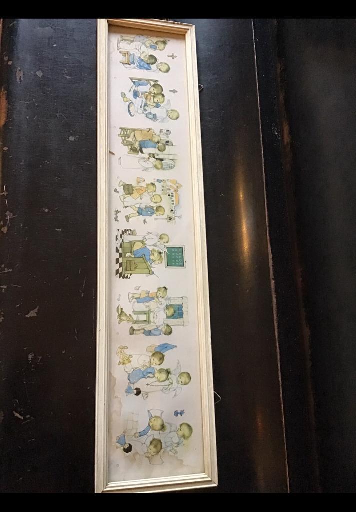 Oude prent met kindjes en engel. Met een religieus karakter., Antiek en Kunst, Curiosa en Brocante, Ophalen of Verzenden