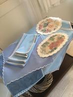 Vintage kleedjes tafelkleedjes brokaat band 8 stuks, Huis en Inrichting, Ophalen of Verzenden, Zo goed als nieuw, Blauw, Overige typen