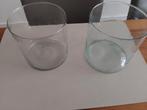 2 Cilinder Vazen - 14 cm Hoog & Diameter, Huis en Inrichting, Overige kleuren, Ophalen of Verzenden, Minder dan 50 cm, Glas