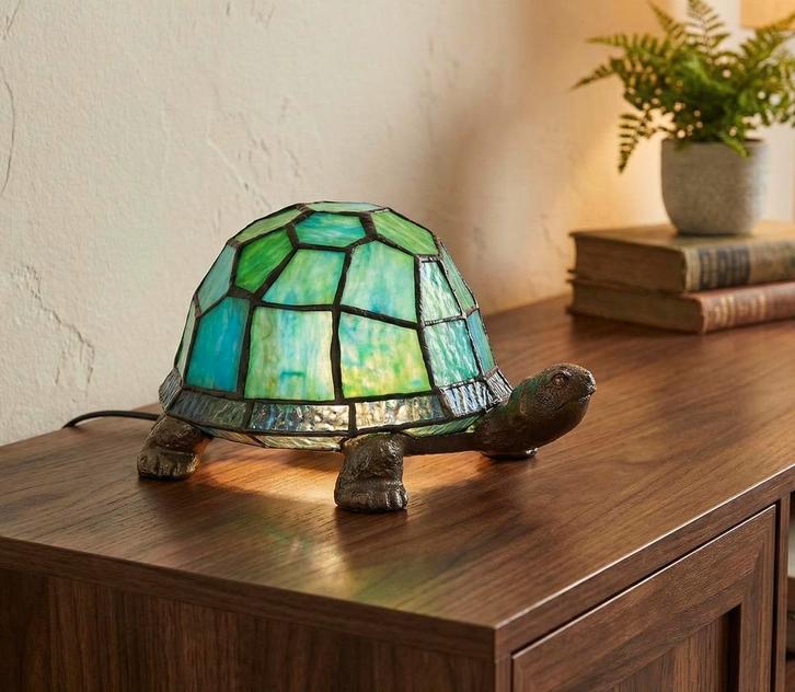 Schildpad Glas-in-Lood Lamp – Uniek & Sfeervol NIEUW!, Huis en Inrichting, Lampen | Tafellampen, Nieuw, Minder dan 50 cm, Glas