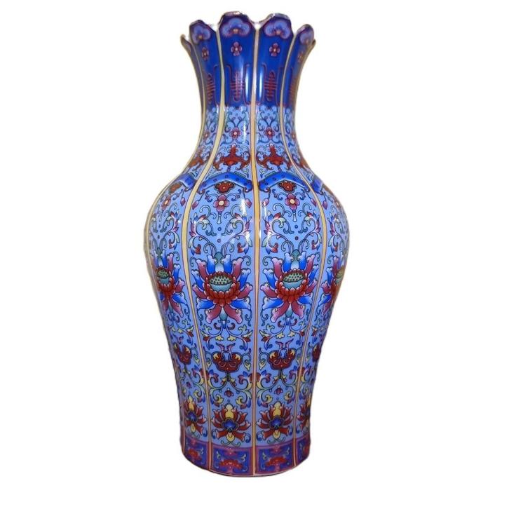 Jingdezhen porseleinen vaas, jaren 90, Huis en Inrichting, Woonaccessoires | Vazen, Zo goed als nieuw, Blauw, Minder dan 50 cm