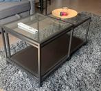 VITTSJÖ Bijzettafel, set van 2, zwart/glas, Huis en Inrichting, Tafels | Salontafels, Ophalen, 50 tot 100 cm, Rond, Zo goed als nieuw