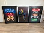 3 leuke game posters in zwarte houten lijst (prj), Ophalen, Nieuw, Rechthoekig Staand, Met lijst
