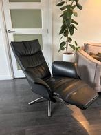 Hjort Knudsen Relaxfauteuil Zwart Leer M/L Elektrisch, Ophalen of Verzenden, Zo goed als nieuw, Leer, Minder dan 50 cm