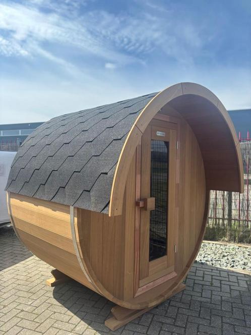 Barrelsauna Ayous 231 x 180 cm incl. kachel 230v, Sport en Fitness, Sauna, Nieuw, Complete sauna, Fins of Traditioneel, Ophalen