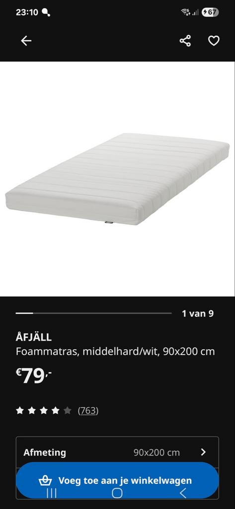 IKEA Matras - Zo goed als nieuw, 90x200, Huis en Inrichting, Slaapkamer | Matrassen en Bedbodems, Ophalen, 90 cm, Eenpersoons