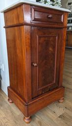 Mahonie houten nachtkastje met marmeren blad, Antiek en Kunst, Curiosa en Brocante, Ophalen