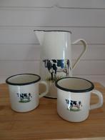 Brocant email schenkkan met 2 bekers/ mokken, Antiek en Kunst, Curiosa en Brocante, Ophalen of Verzenden