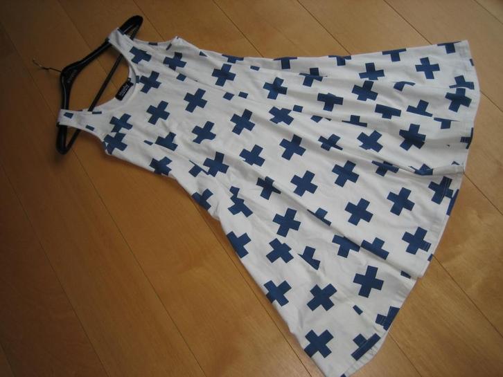 Enig zwierig wit-blauw mouwloos jurkje Mascha 38-40 snazzeys, Kleding | Dames, Jurken, Nieuw, Maat 38/40 (M), Wit, Onder de knie