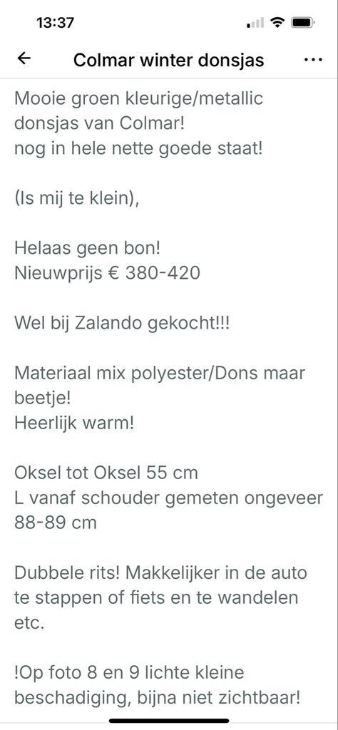 Colmar Winterjas/Donsjas, Kleding | Dames, Jassen | Winter, Zo goed als nieuw, Maat 46/48 (XL) of groter, Groen, Ophalen of Verzenden