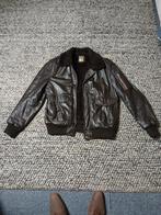 Vintage bruine leren jas met bontkraag, Kleding | Heren, Jassen | Winter, Maat 52/54 (L), Bruin, Ophalen of Verzenden, Gedragen