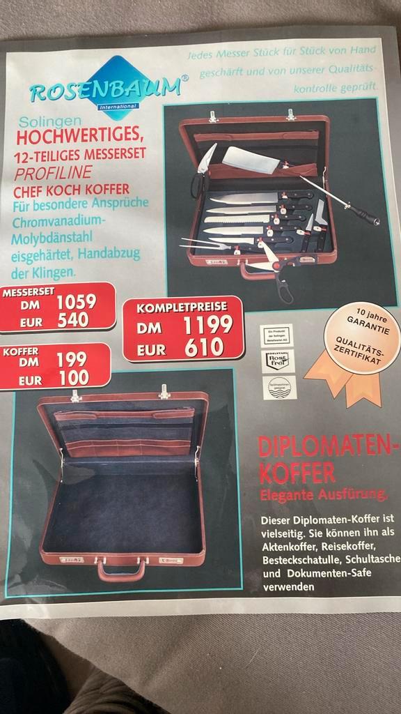Rosenbaum Messenset in Diplomatenkoffer - 12-delig, Huis en Inrichting, Keuken | Bestek, Nieuw, Bestekset, Rvs of Chroom, Vaatwasserbestendig
