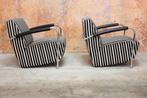 ZGAN 2 zwart wit gestreepte Leolux Scylla design fauteuils, Stof, Leolux, Leolux, Design