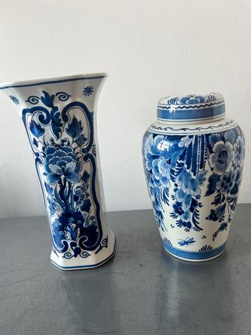 Oude Delfts Blauwe Vazen Set - Puntgaaf Exemplaar beschikbaar voor biedingen