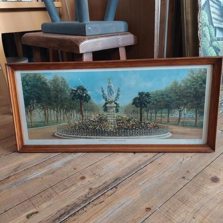 Lucky Vintage Originele Lourdes prent uit de jaren '50, Verzamelen, Retro, Huis en Inrichting, Ophalen of Verzenden