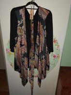Vest in kimono stijl maat 50 52 zwart oranje paisley print, Ophalen of Verzenden, Zo goed als nieuw, Zwart, Trui of Vest