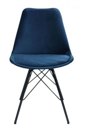 8 donkerblauwe velours stoelen izgst zwar onderstel 