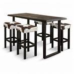 Handgemaakte barkruk met koeienhuid - Pakhuis21, Huis en Inrichting, Ophalen of Verzenden