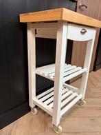 Bijzettafel/Keuken trolley wit met wieltjes, Ophalen of Verzenden, Gebruikt
