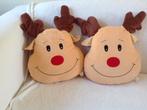 Set van 2 Nieuwe vrolijke kussens rendier, eland decoratief, Huis en Inrichting, Ophalen of Verzenden, Nieuw, Vierkant