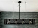 Industriële zwarte metalen hanglamp, Ophalen, Zo goed als nieuw, Metaal, 75 cm of meer