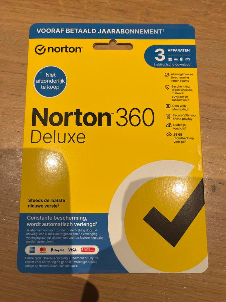 Norton 360 Deluxe - 3 Apparaten - Jaarabonnement, Computers en Software, Antivirus- en Beveiligingssoftware, Nieuw, MacOS, Ophalen