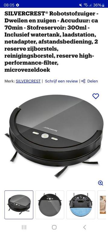 Robotstofzuiger met dweilfunctie. Silvercrest. Als nieuw beschikbaar voor biedingen