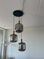 Hanglamp 3 lamps met rookglas zwart, Huis en Inrichting, Lampen | Hanglampen, Ophalen, Zo goed als nieuw, Glas, 75 cm of meer