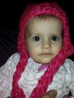 Schattig lief apart gehaakte babymuts met bloemen v 1 jaar, Maat 62, Meisje, Nieuw, Ophalen of Verzenden