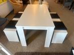 Eettafel met 2 bankjes setprijs 160x80cm, Ophalen, 200 cm of meer, Zo goed als nieuw, Vijf personen of meer