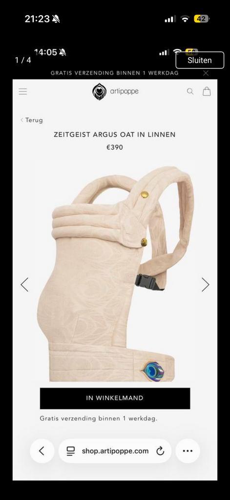 Artipoppe Zeitgeist Argus Oat draagzak in linnen, Kinderen en Baby's, Babydragers en Draagdoeken, Zo goed als nieuw, Draagzak