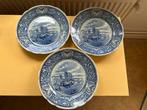 3x Boch Delfts Blauw Borden Zeilboot, Ophalen of Verzenden