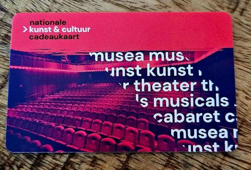 Nationale kuns- & cultuurkaart twv € 100,=, Tickets en Kaartjes, Kortingen en Cadeaubonnen, Eén persoon, Overige typen, Cadeaubon