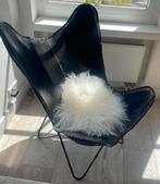 Vlinder stoel / fauteuil / zwart echt leer + stalen frame., Huis en Inrichting, Fauteuils, Ophalen of Verzenden, Zo goed als nieuw