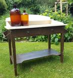 Brocante tafel/wastafel/sidetable hout, oud, Ophalen
