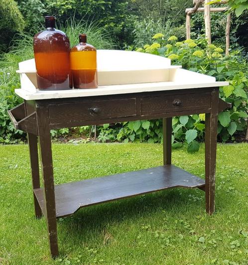 Brocante tafel/wastafel/sidetable hout, oud, Antiek en Kunst, Curiosa en Brocante, Ophalen