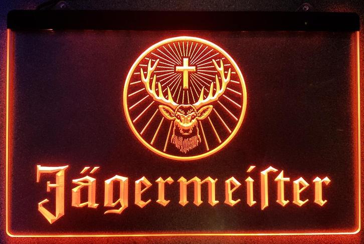 Jagermeister logo oranje ledlamp reclame lamp wanddeco deco, Verzamelen, Merken en Reclamevoorwerpen, Nieuw, Reclamebord, Verzenden